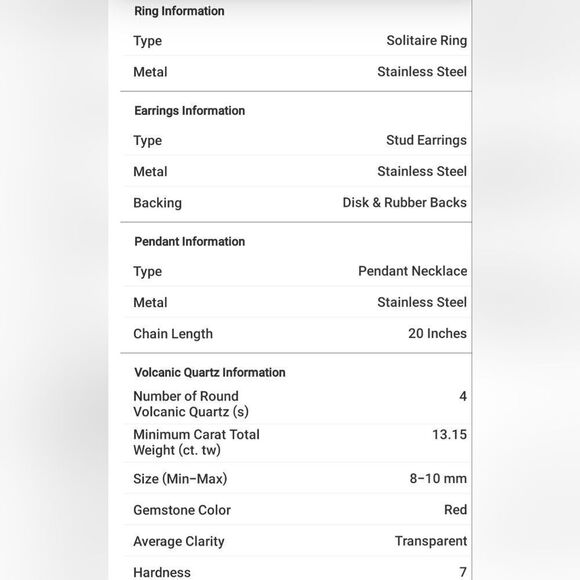 Volcanic Quartz Ring, Earrings and Pendant Necklace - Picture 16 of 16